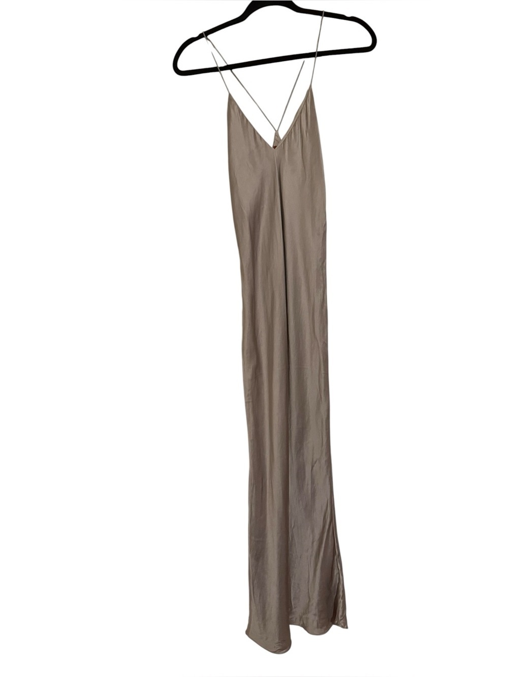 Alix NYC Lewis 100% Silk Slip Maxi Dress Taupe Size Small Cross Back
